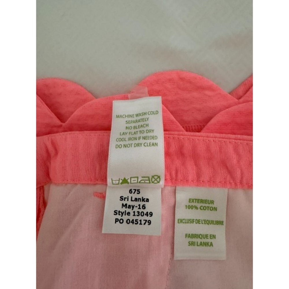 Lilly Pulitzer Magnolia Scallop‎ Shorts Bright Coral Textured Cotton Size 8 NWOT - Picture 5 of 10